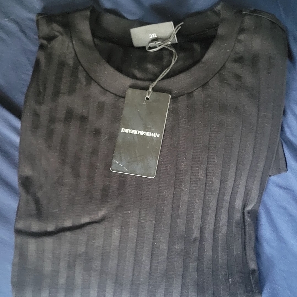 Emporio Armani Black Textured Tee
